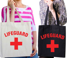 Load image into Gallery viewer, Lifeguard Cross + Tote Bag Fancy Dress Beach Party Reusable Cotton Bags
