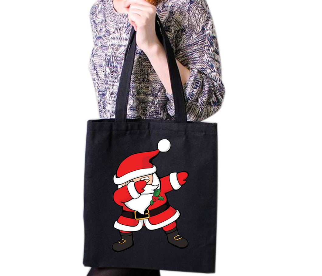 Santa Claus Dancing Dabbing Christmas Tote Bag Reusable Cotton Bags