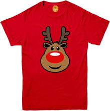 Load image into Gallery viewer, Rudolph Reindeer Face T-Shirt - Christmas Retro Rudolf Xmas Gift Kids Men&#39;s Top
