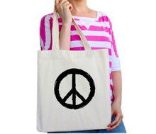 Load image into Gallery viewer, Peace Symbol Retro Logo CND Anti-Nuclear Tote Bag Reusable Cotton Bags
