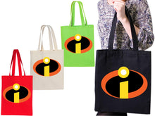 Load image into Gallery viewer, The Incredibles Superhero Disney Pixar Funny Joke Birthday Gift Tote Bag
