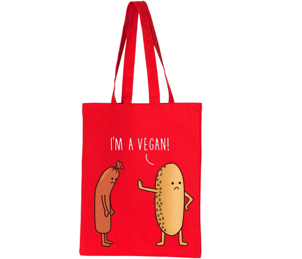 I Am Vegan Design health healthy veggie meat free veganism Tote Bag Reusable