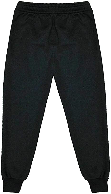 Unisex Kids Fleece Jogging Bottoms Sports PE Trouser Black