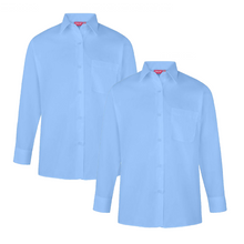 Load image into Gallery viewer, Pack of 2 Girls School Uniform Long Sleeves Blue Blouse Shirt
