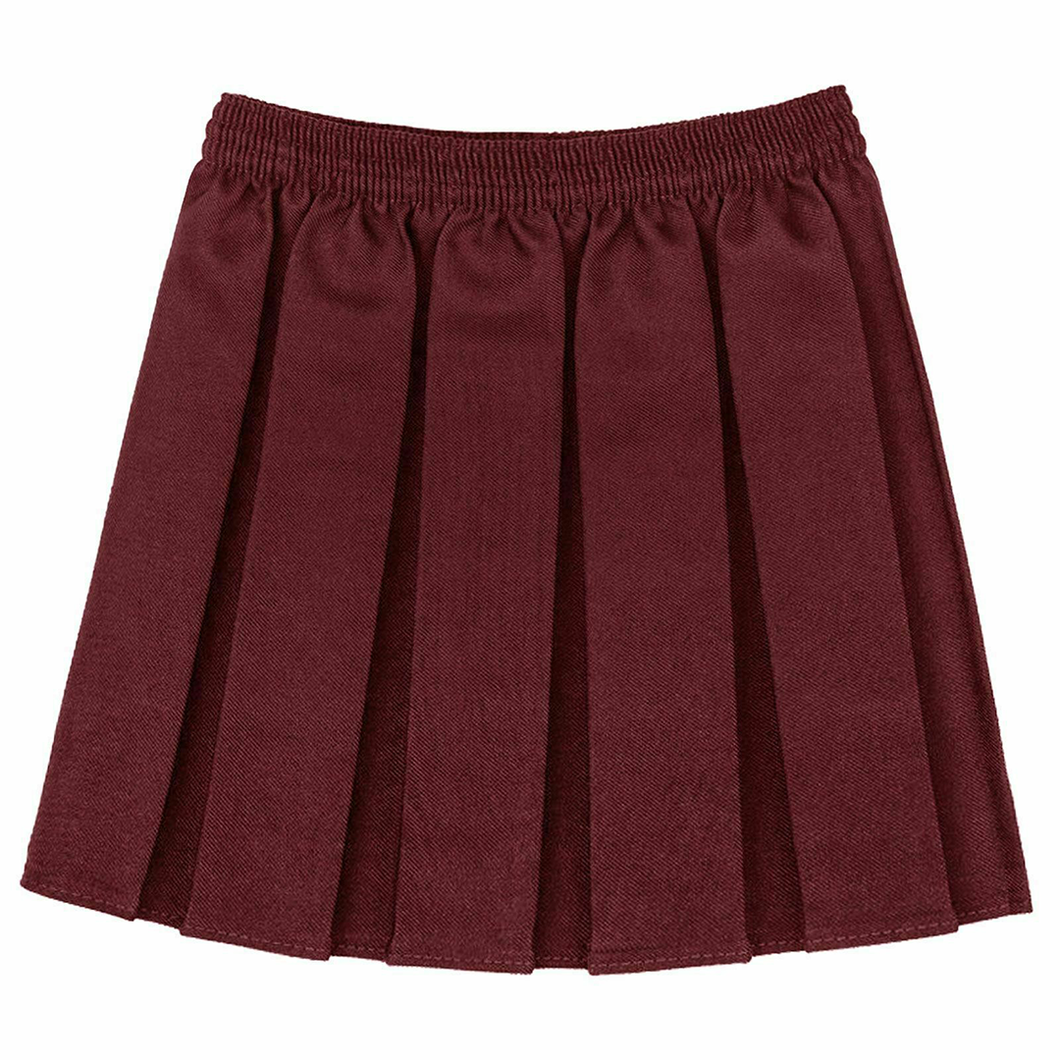 Girls Kids Young Box Pleated School Uniform Burgundy Skirt