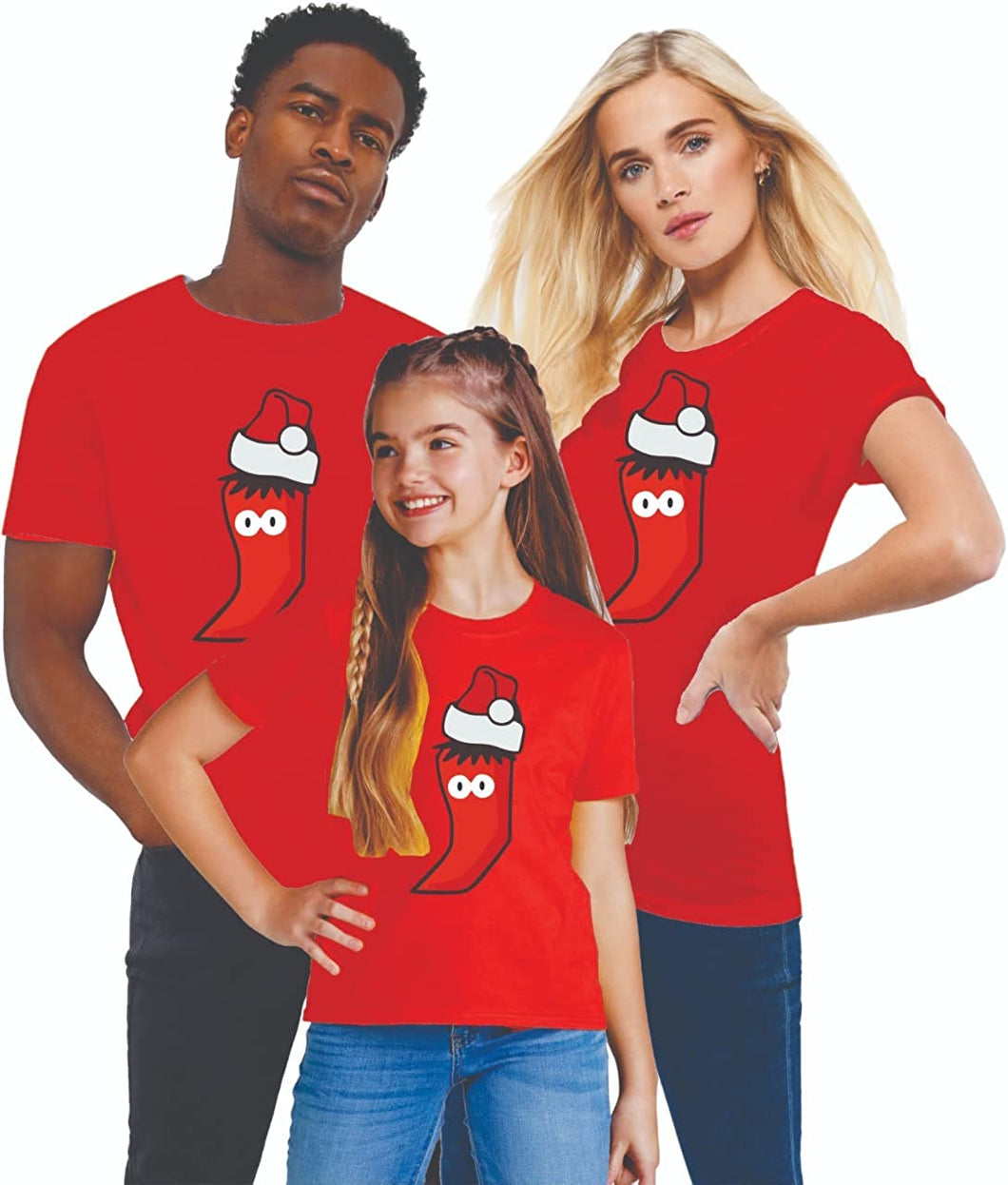 Christmas Vegan t Shirts Kids Matching Family Funny Santa Hat Red Chili Xmas Outfits T-Shirt Top for Men Women