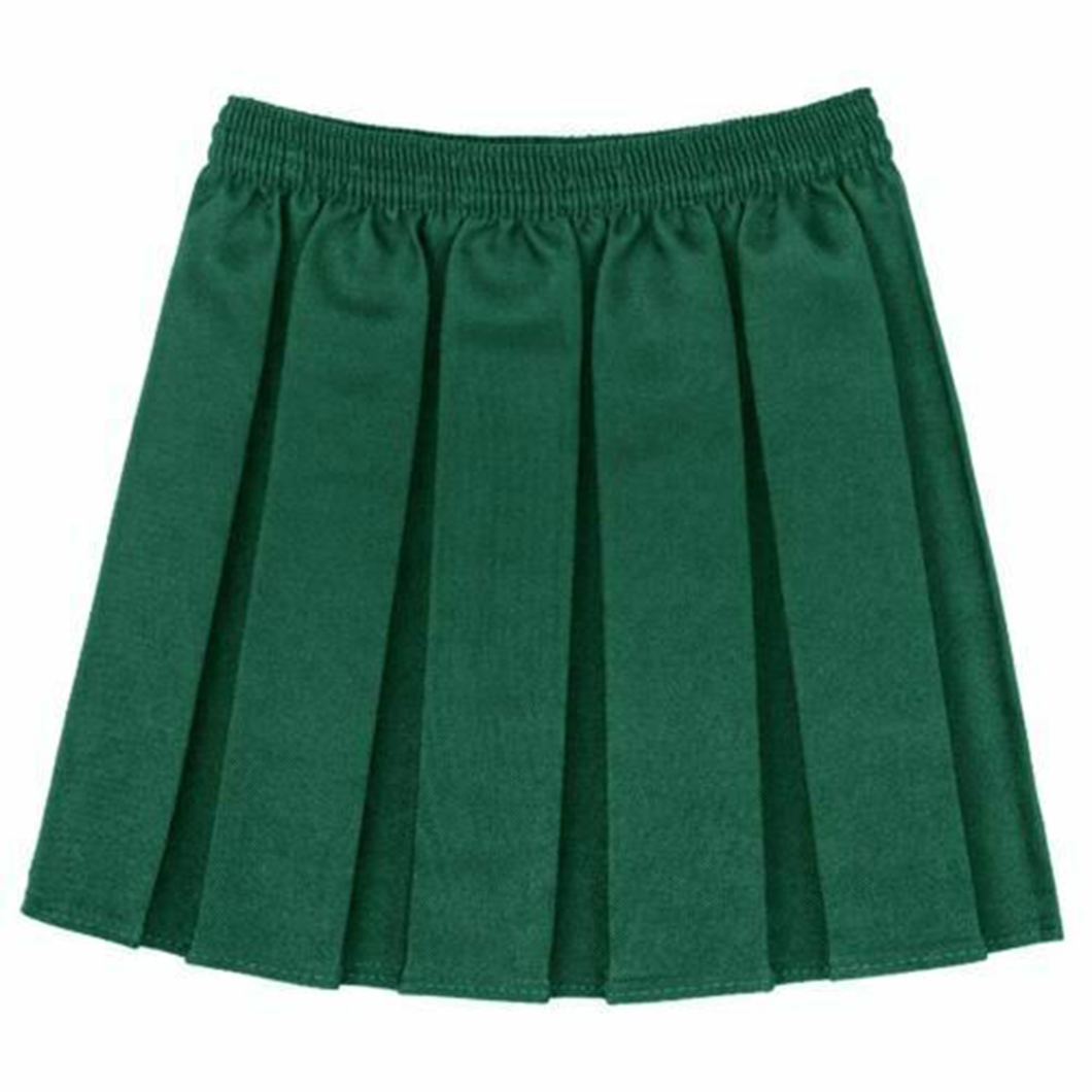 Girls Kids Young Box Pleated School Uniform Green Skirt