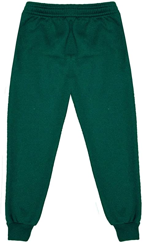 Unisex Kids Fleece Jogging Bottoms Sports PE Trouser Bottle Green