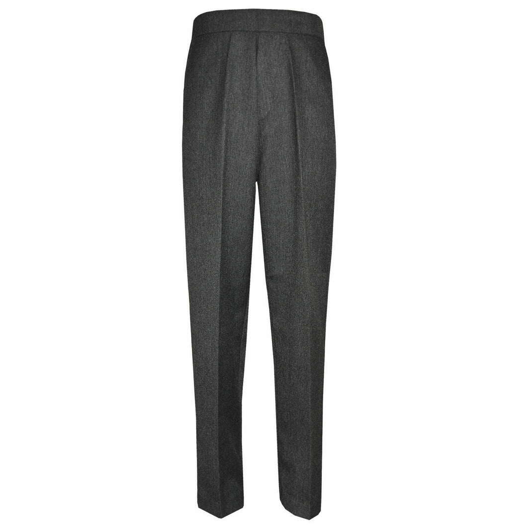 Kids Boys Pull Up School Uniform Full Length Trouser Grey