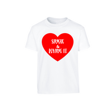 Load image into Gallery viewer, Happy Valentine&#39;s Day T-Shirt, Single and Loving It Heart T-Shirt
