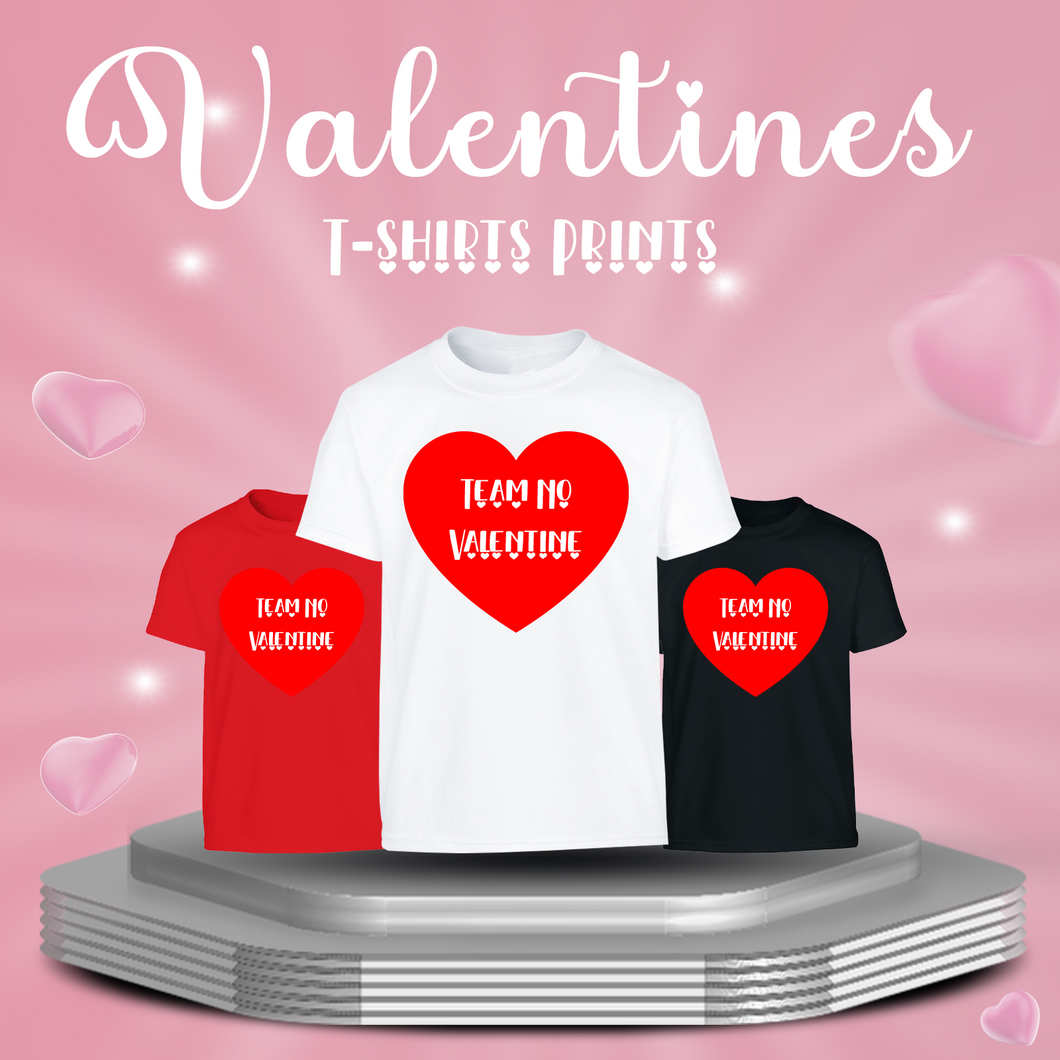 Happy Valentine's Day Team No Valentine T-Shirt, Heart Shirt for Kids and Adults