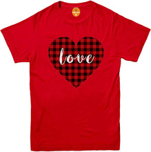 Load image into Gallery viewer, Happy Valentines Day T-Shirt, Cute Buffalo Check Plaid True Love Heart Tee Top
