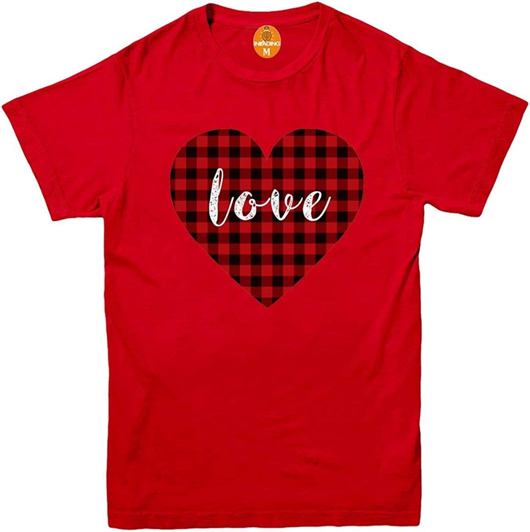 Happy Valentines Day T-Shirt, Cute Buffalo Check Plaid True Love Heart Tee Top