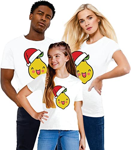 Kids Christmas Holiday Vegan T Shirts Cute Funny Santa Hat Lemon Matching Family Xmas Outfits T-Shirt