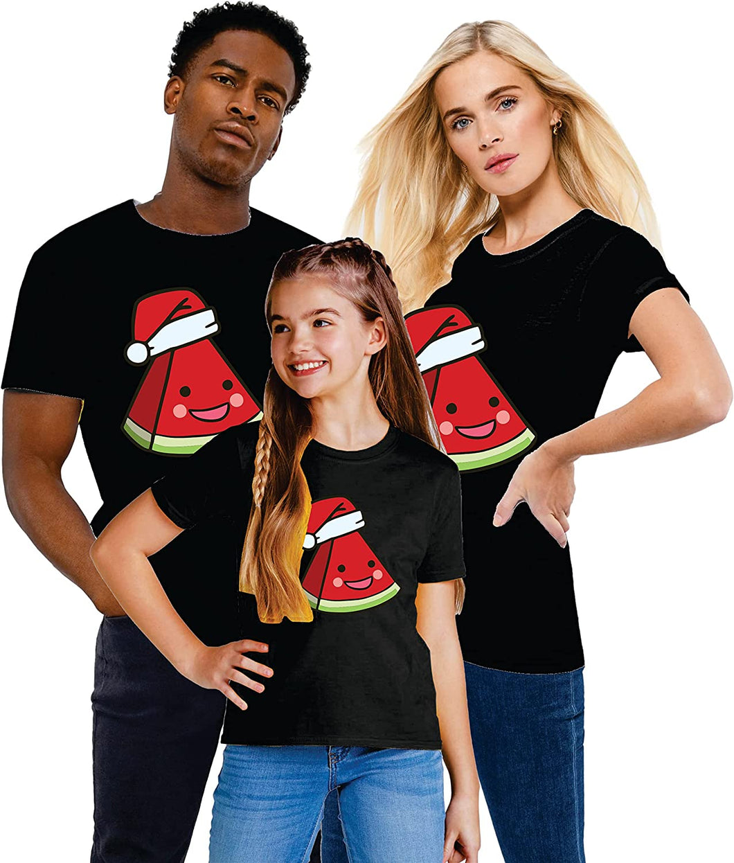 Kids Christmas Holiday Vegan T Shirts Cute Funny Santa Hat Watermelon Slice Matching Family Xmas Outfits T-Shirt