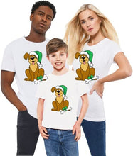 Load image into Gallery viewer, Kids Xmas Holiday Funny Dog Hat Santa Boys Girls Christmas T-Shirt
