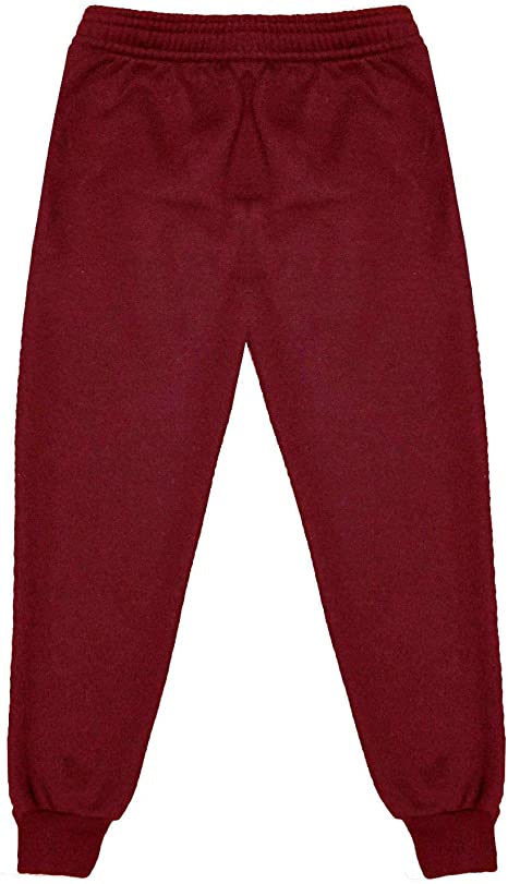 Unisex Kids Fleece Jogging Bottoms Sports PE Trouser Burgundy