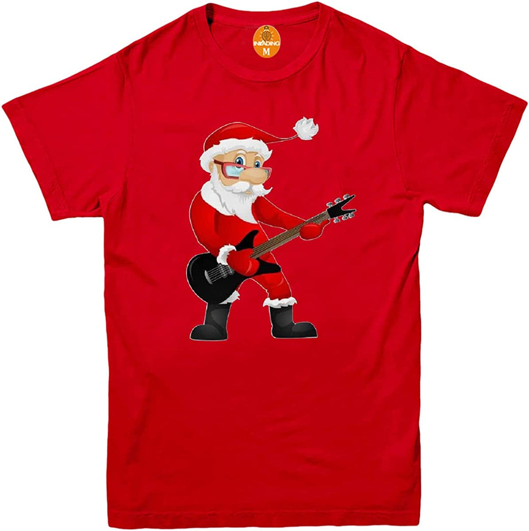 Mens Kids Rockin Santa Claus Father Christmas Rock Guitar Funny T-Shirt S-XXL