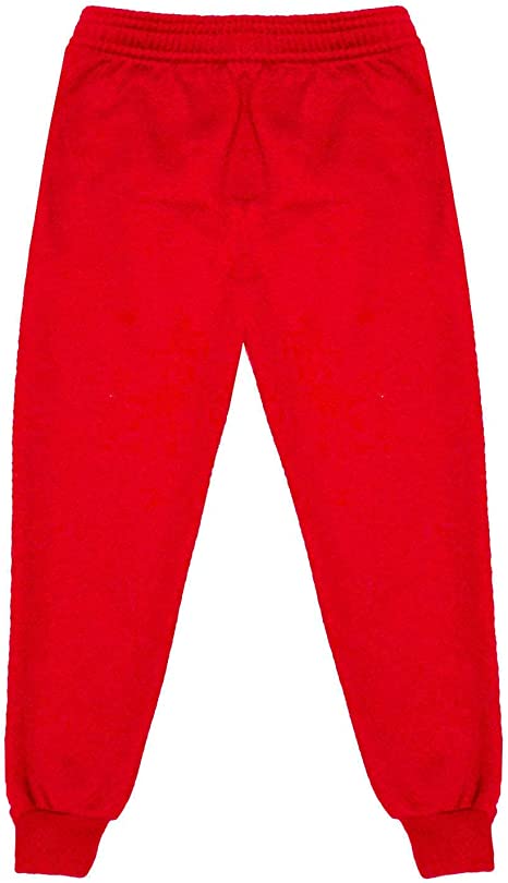 Unisex Kids Fleece Jogging Bottoms Sports PE Trouser Red