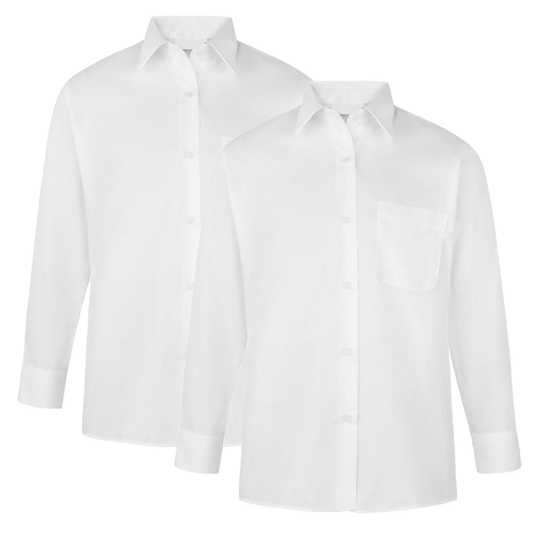 Pack of 2 Girls School Uniform Long Sleeves White Blouse Shirt