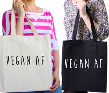 Load image into Gallery viewer, VEGAN AF Vegetarian Peace Hipster Slogan Tumblr Tote Bag Reusable Cotton Bags
