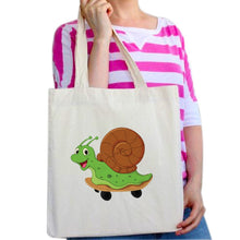 Load image into Gallery viewer, Cute Happy Snail Doodle Cartoon Tote Bag Reusable Cotton Bags
