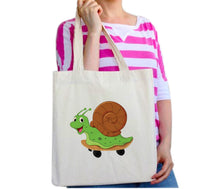 Load image into Gallery viewer, Cute Happy Snail Doodle Cartoon Tote Bag Reusable Cotton Bags
