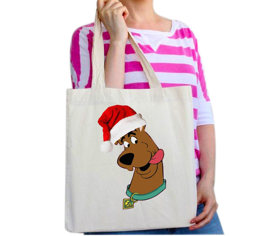 Scooby Doo Santa Christmas Reusable Cotton Tote Bag Funny Fashion Xmas Gifts