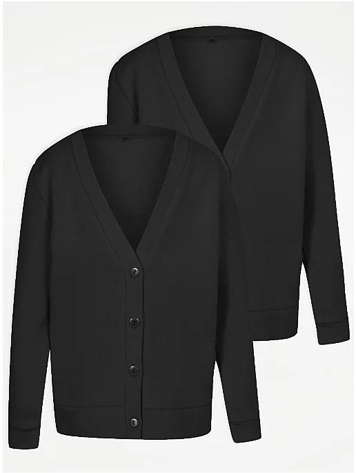 Pack of 2  Girls Black  School Cardigan