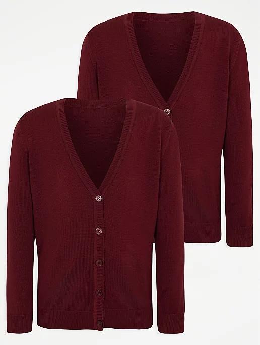 Pack of 2 Girls Maroon School Cardigan