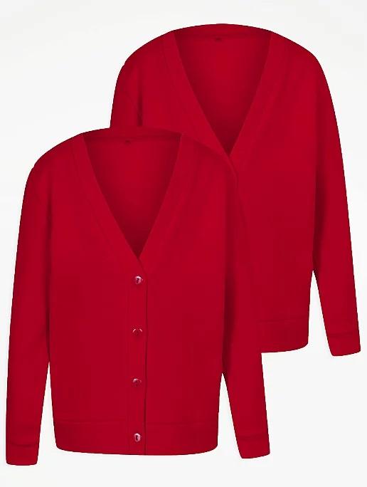 Pack of 2 Girls Red School Cardigan